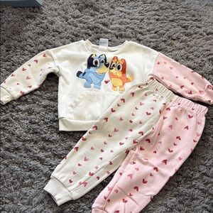 Bluey Two-Tone Valentines Day Heart Sweatsuit Outfit